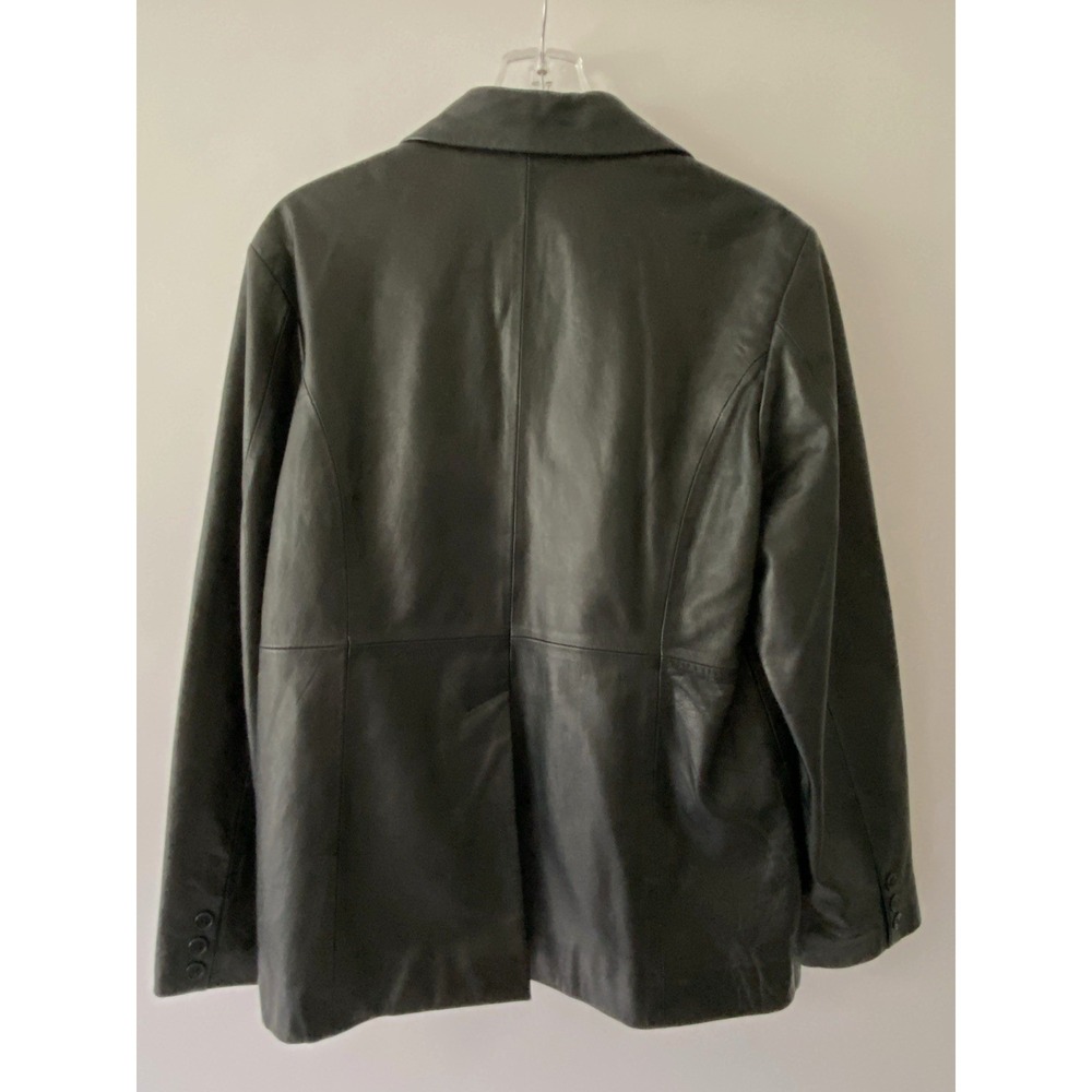 VTG Free Country Black Leather Jacket Women's Large Button Up Lined Streetwear - Picture 7 of 15